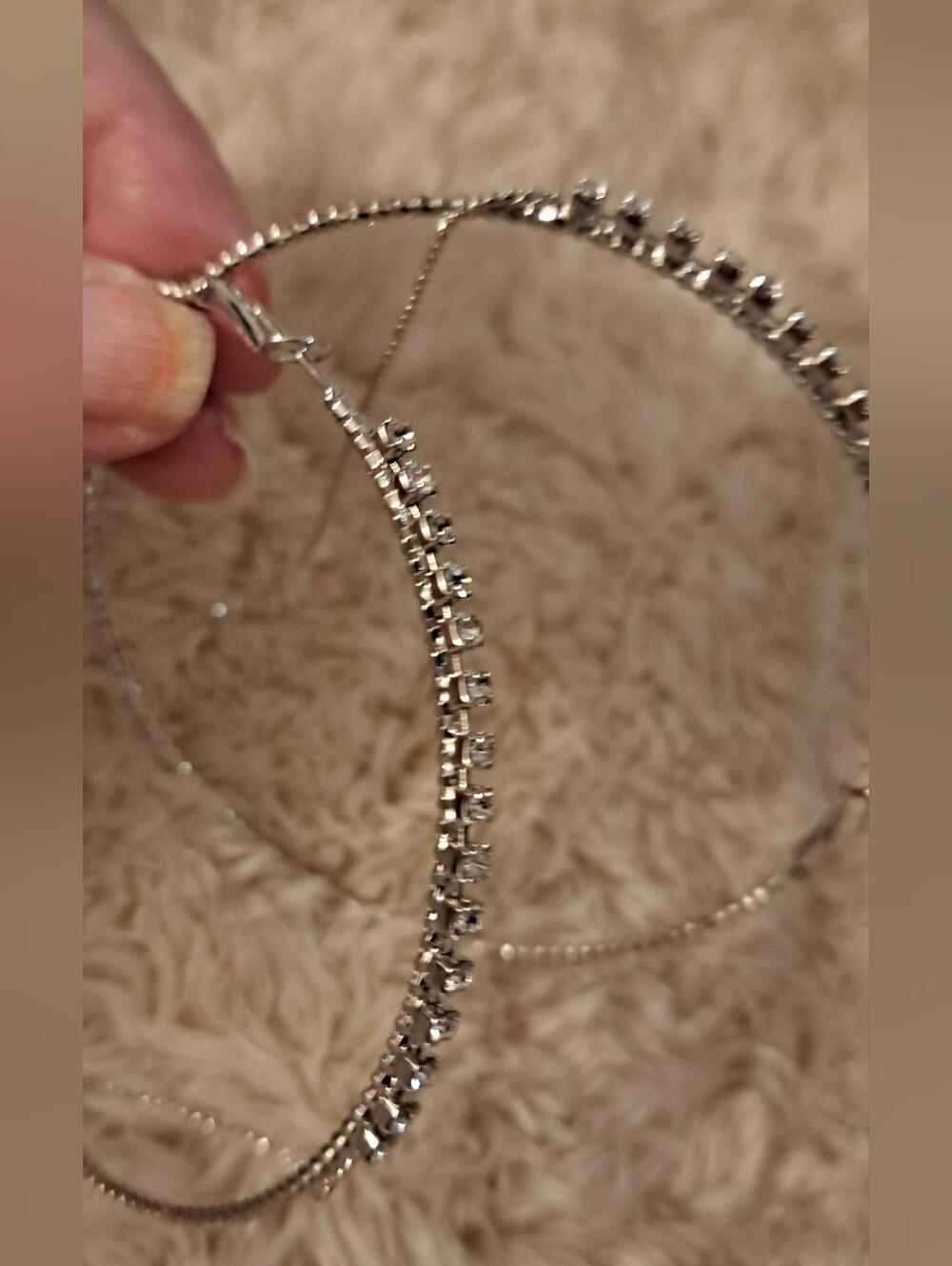 Silver-Tone Crystal Hoop Earrings - Sparkling Rhinestone Accent